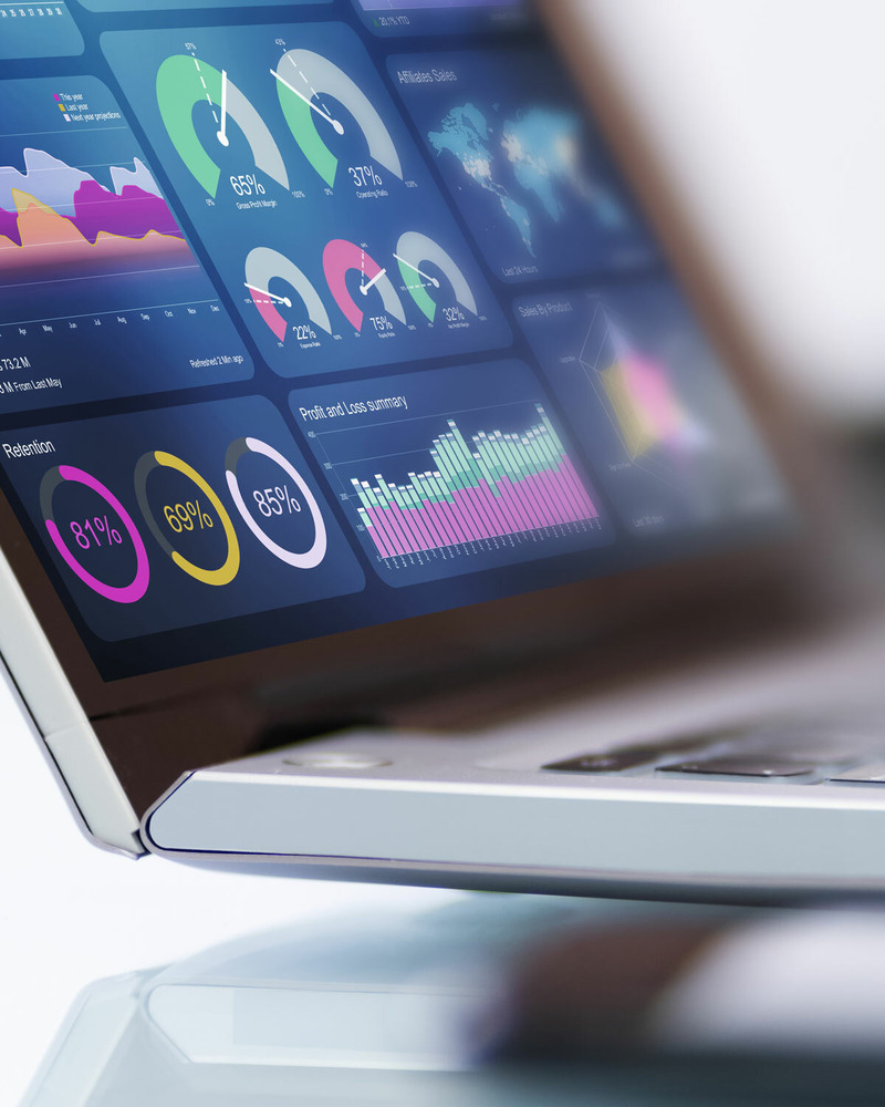 Closeup of a laptop showing marketing performance metrics